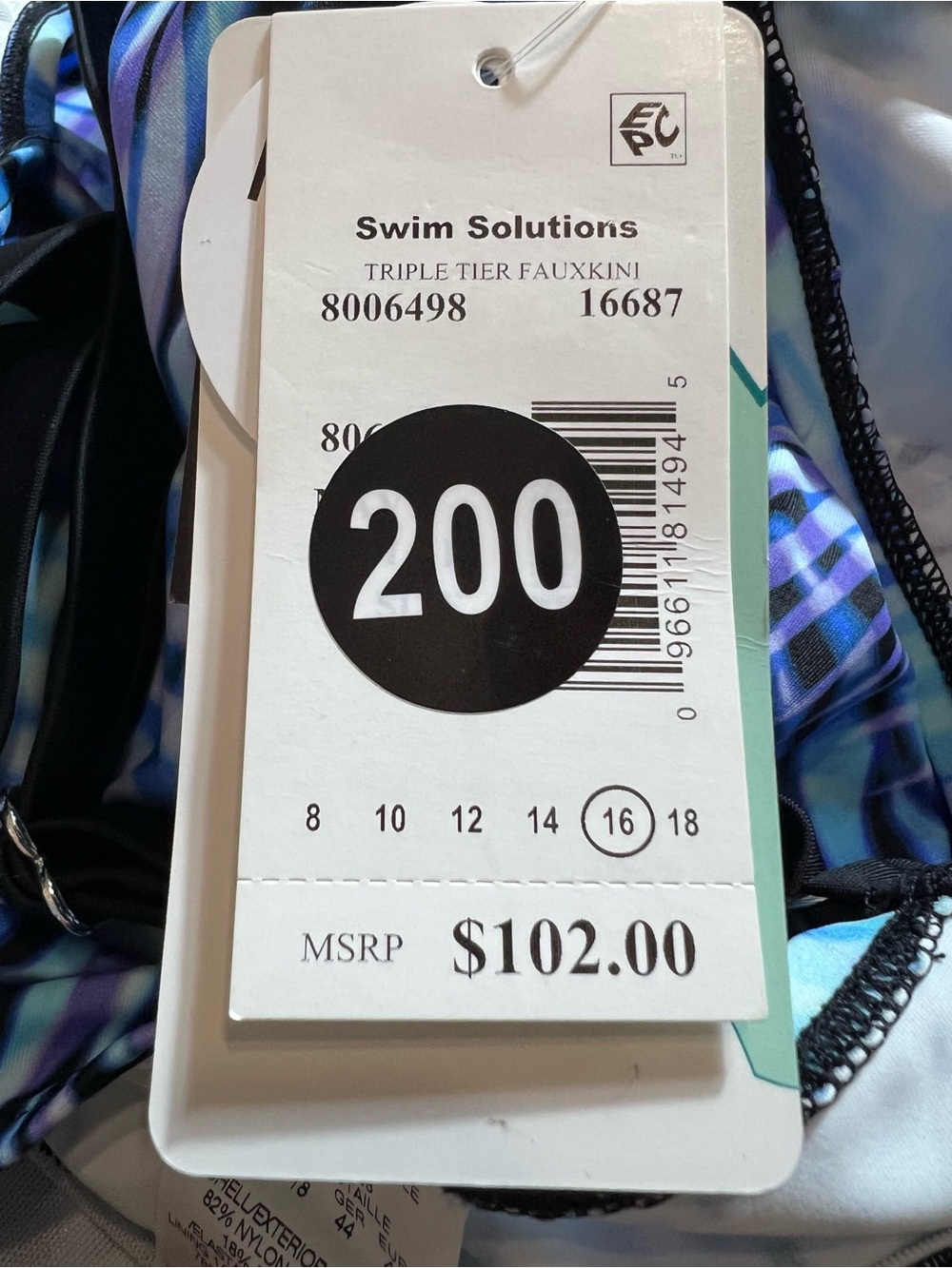 Swim Solutions women’s triple tier fauxkini one-piece swimsuit blue size 16 - Picture 12 of 12